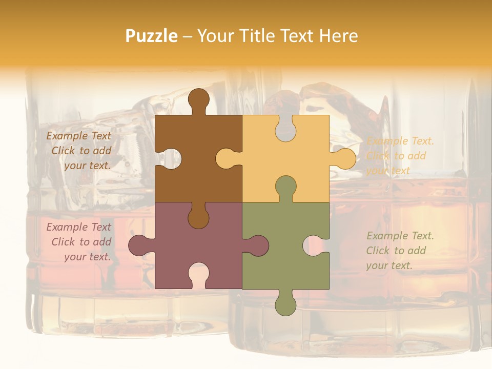 Isolated Close-Up Of Liquor And Ice In Glasses. PowerPoint Template