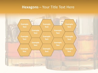 Isolated Close-Up Of Liquor And Ice In Glasses. PowerPoint Template