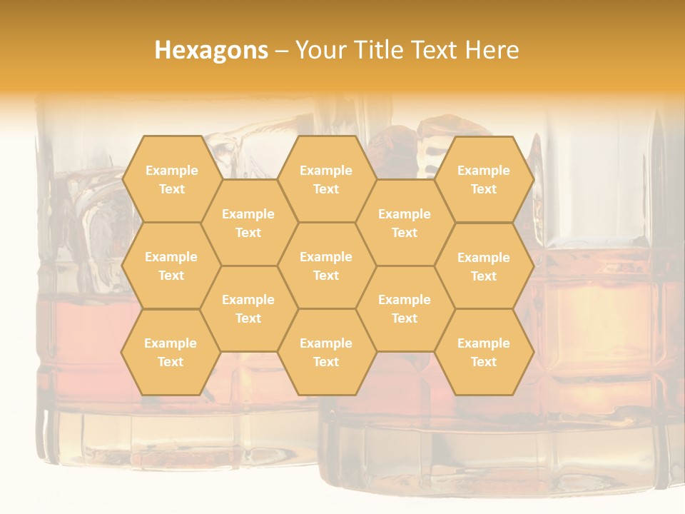 Isolated Close-Up Of Liquor And Ice In Glasses. PowerPoint Template