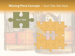 Isolated Close-Up Of Liquor And Ice In Glasses. PowerPoint Template