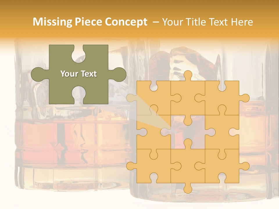 Isolated Close-Up Of Liquor And Ice In Glasses. PowerPoint Template