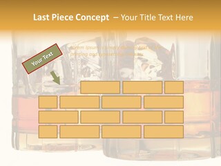 Isolated Close-Up Of Liquor And Ice In Glasses. PowerPoint Template