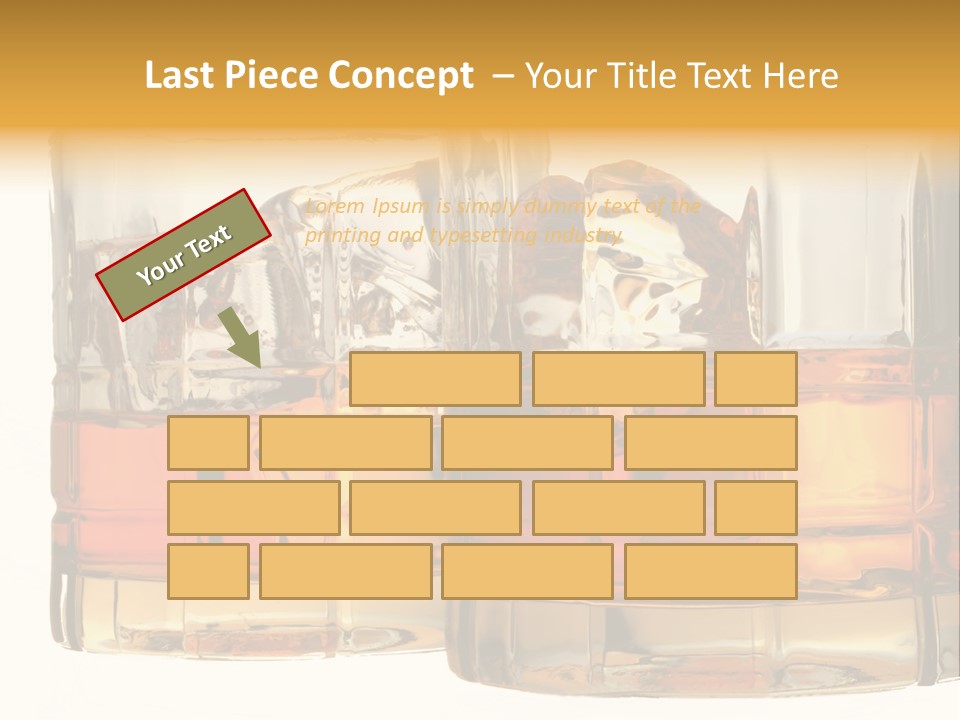 Isolated Close-Up Of Liquor And Ice In Glasses. PowerPoint Template