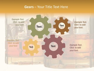 Isolated Close-Up Of Liquor And Ice In Glasses. PowerPoint Template