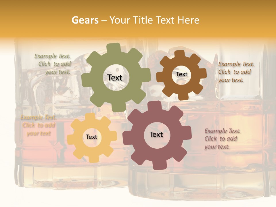 Isolated Close-Up Of Liquor And Ice In Glasses. PowerPoint Template