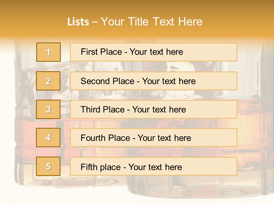 Isolated Close-Up Of Liquor And Ice In Glasses. PowerPoint Template