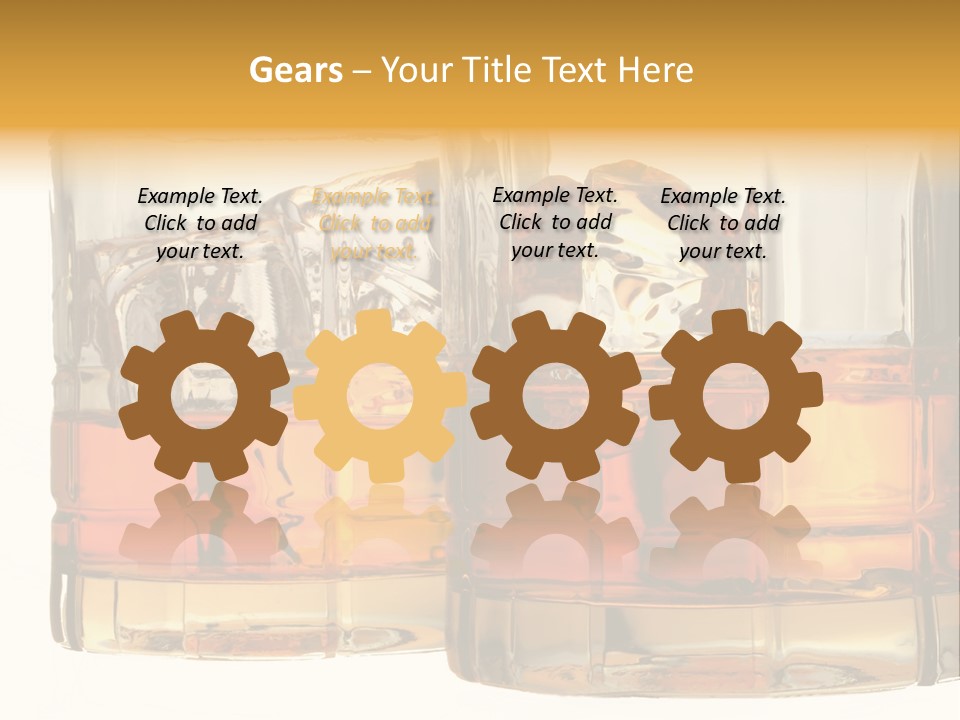 Isolated Close-Up Of Liquor And Ice In Glasses. PowerPoint Template