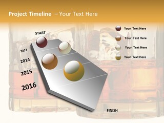 Isolated Close-Up Of Liquor And Ice In Glasses. PowerPoint Template