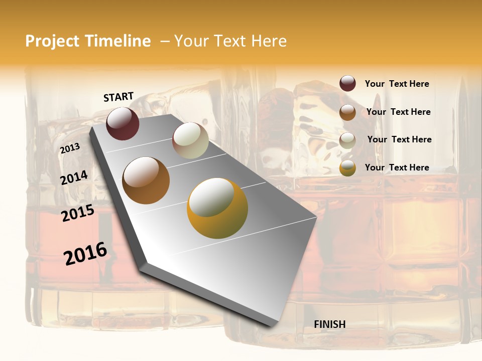 Isolated Close-Up Of Liquor And Ice In Glasses. PowerPoint Template