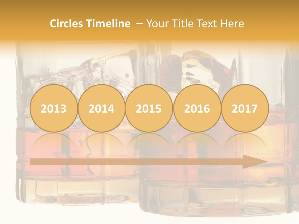 Isolated Close-Up Of Liquor And Ice In Glasses. PowerPoint Template