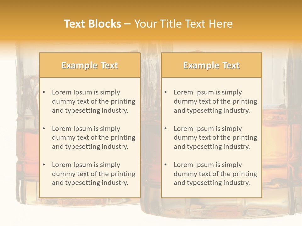Isolated Close-Up Of Liquor And Ice In Glasses. PowerPoint Template