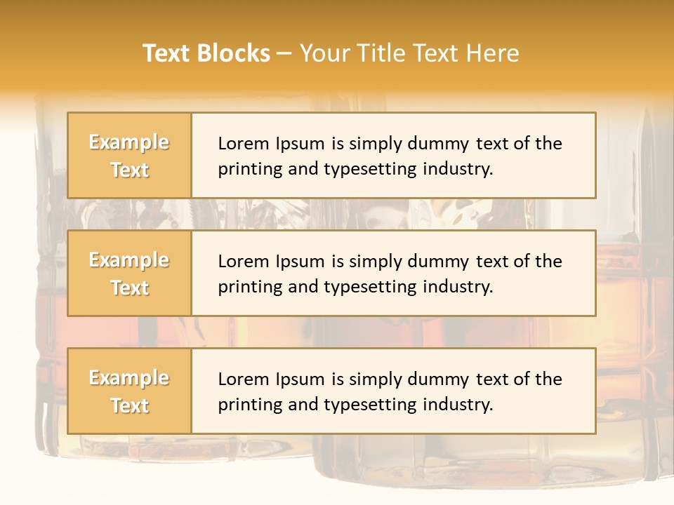 Isolated Close-Up Of Liquor And Ice In Glasses. PowerPoint Template