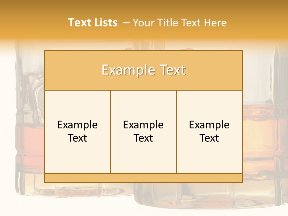 Isolated Close-Up Of Liquor And Ice In Glasses. PowerPoint Template
