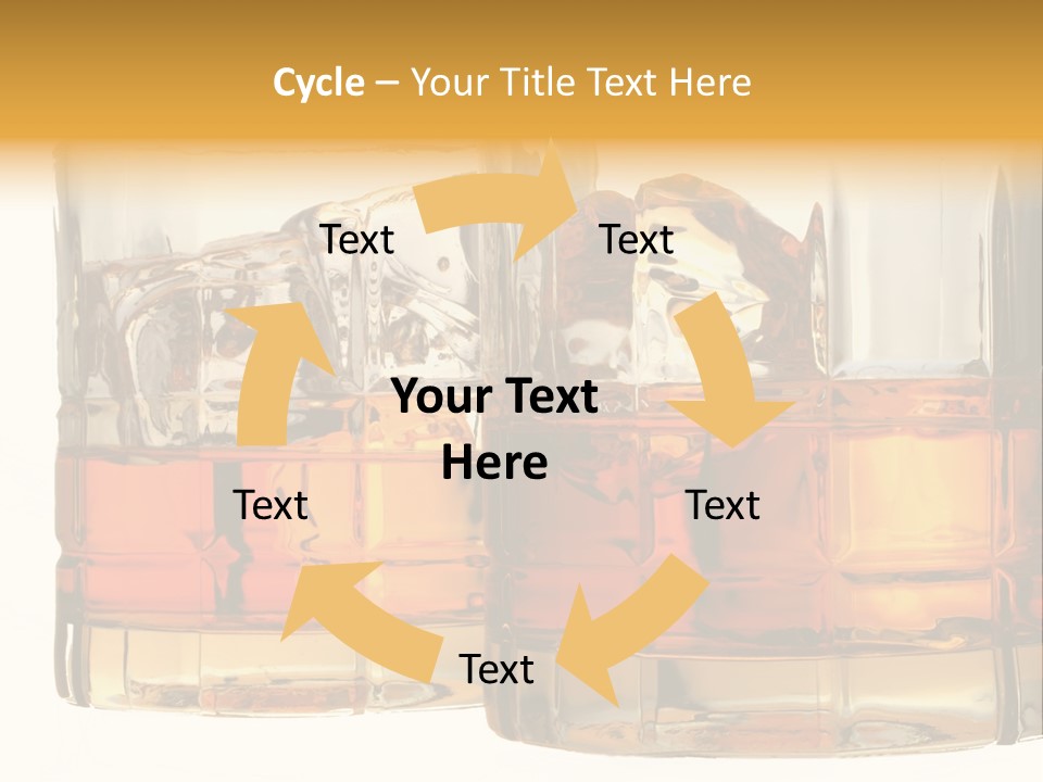 Isolated Close-Up Of Liquor And Ice In Glasses. PowerPoint Template