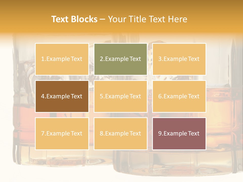 Isolated Close-Up Of Liquor And Ice In Glasses. PowerPoint Template