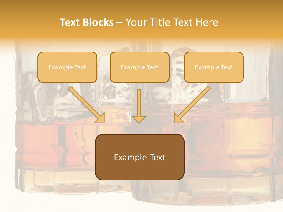 Isolated Close-Up Of Liquor And Ice In Glasses. PowerPoint Template