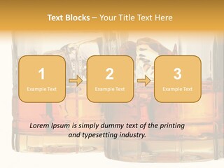 Isolated Close-Up Of Liquor And Ice In Glasses. PowerPoint Template