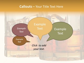 Isolated Close-Up Of Liquor And Ice In Glasses. PowerPoint Template