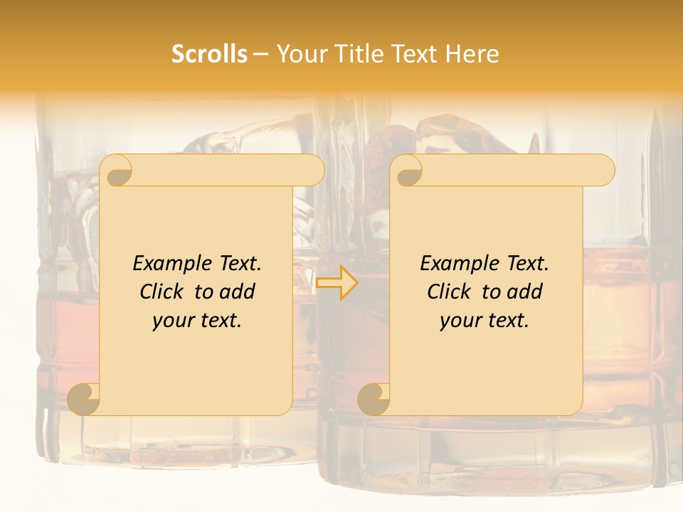 Isolated Close-Up Of Liquor And Ice In Glasses. PowerPoint Template