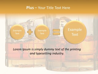 Isolated Close-Up Of Liquor And Ice In Glasses. PowerPoint Template