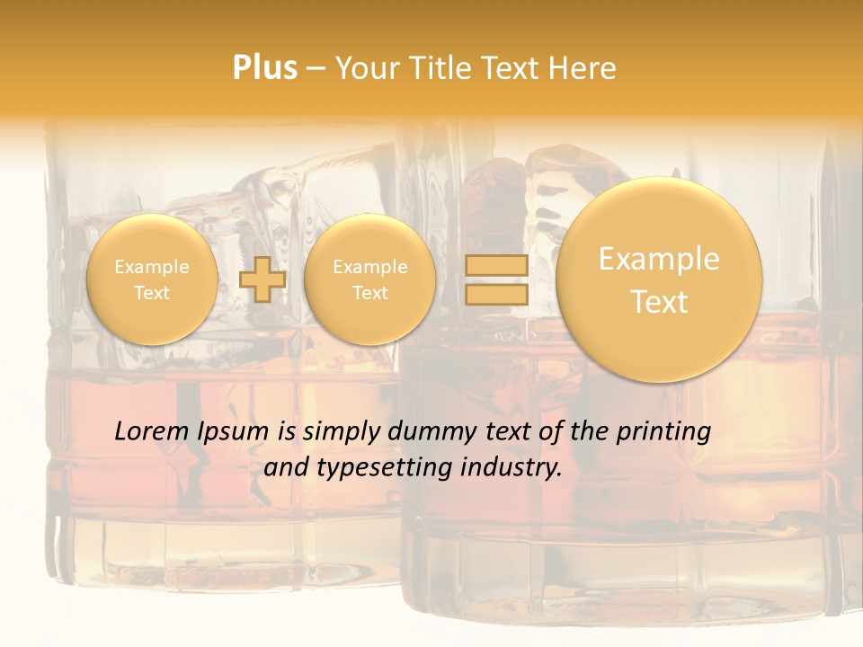 Isolated Close-Up Of Liquor And Ice In Glasses. PowerPoint Template