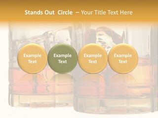 Isolated Close-Up Of Liquor And Ice In Glasses. PowerPoint Template