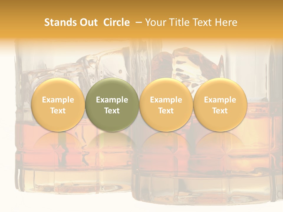 Isolated Close-Up Of Liquor And Ice In Glasses. PowerPoint Template