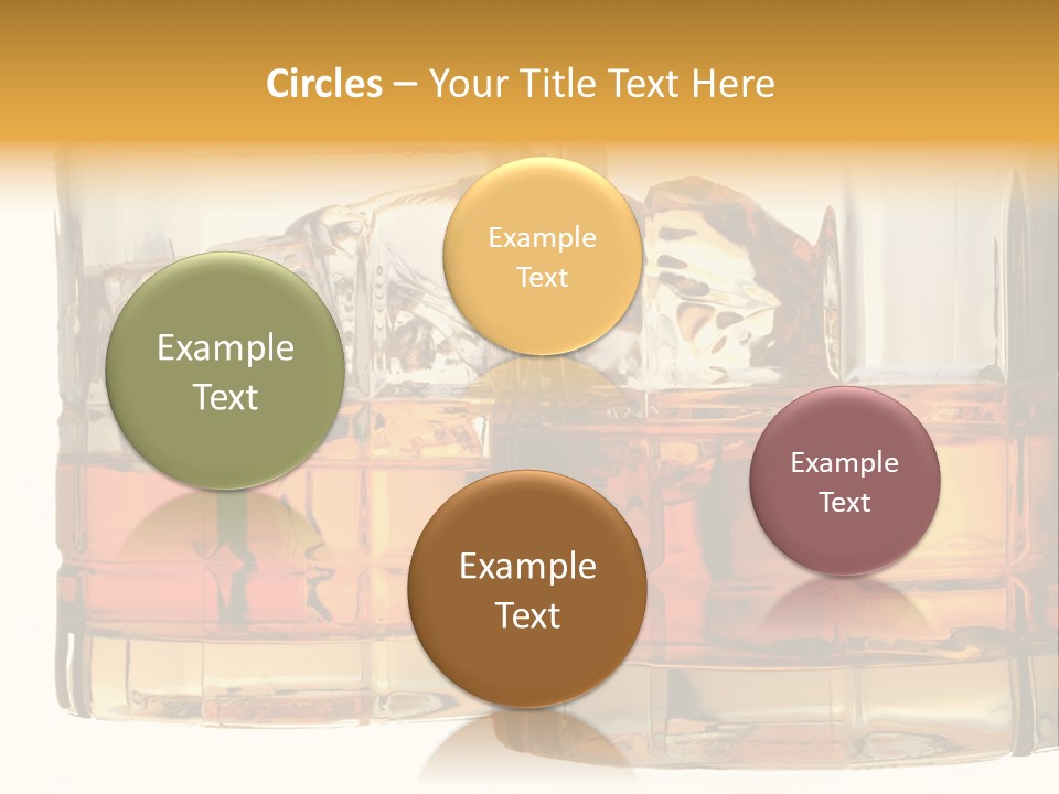 Isolated Close-Up Of Liquor And Ice In Glasses. PowerPoint Template