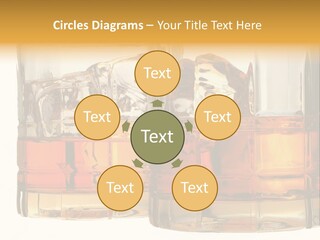 Isolated Close-Up Of Liquor And Ice In Glasses. PowerPoint Template