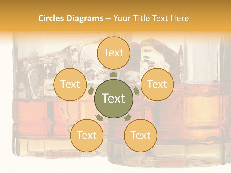 Isolated Close-Up Of Liquor And Ice In Glasses. PowerPoint Template