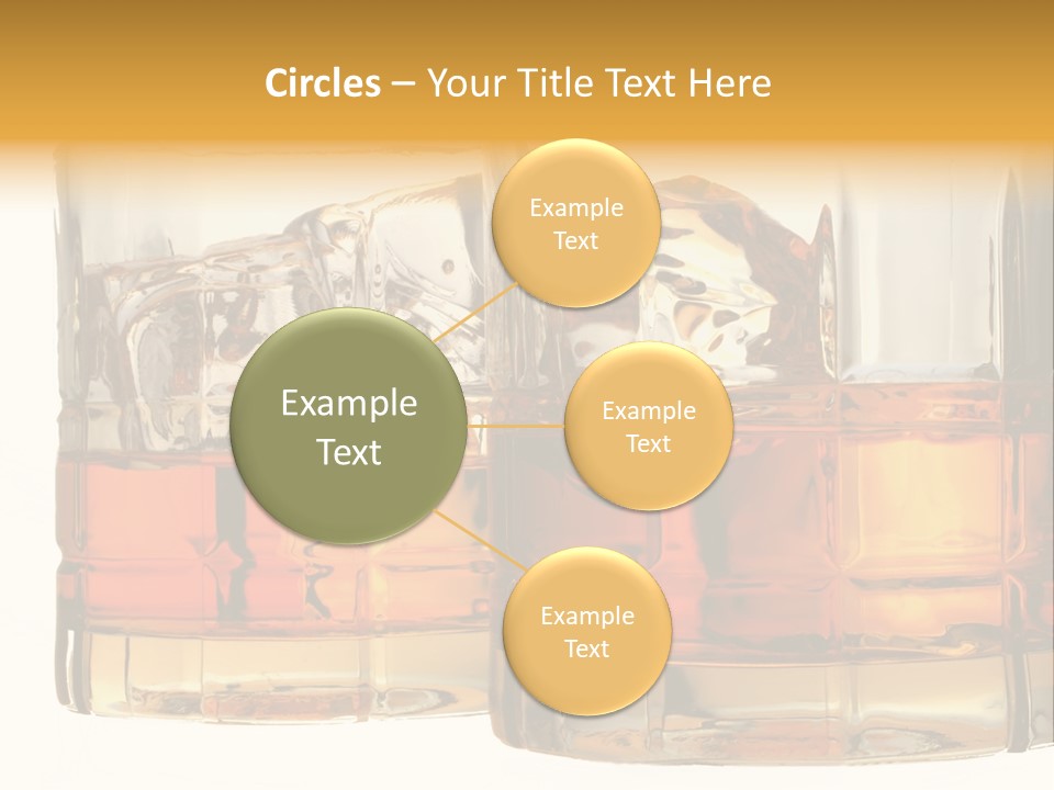 Isolated Close-Up Of Liquor And Ice In Glasses. PowerPoint Template