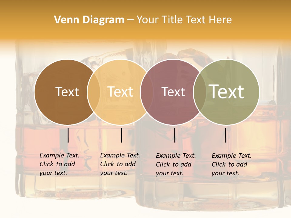 Isolated Close-Up Of Liquor And Ice In Glasses. PowerPoint Template