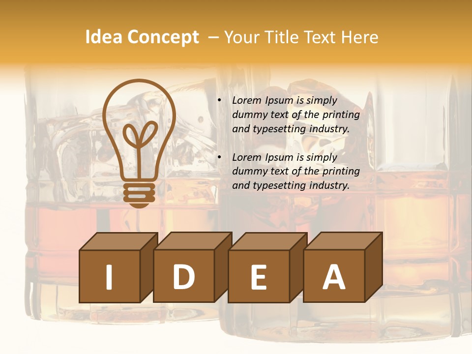 Isolated Close-Up Of Liquor And Ice In Glasses. PowerPoint Template