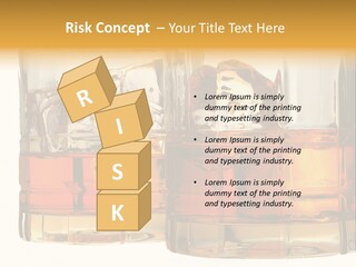 Isolated Close-Up Of Liquor And Ice In Glasses. PowerPoint Template