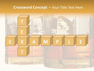 Isolated Close-Up Of Liquor And Ice In Glasses. PowerPoint Template