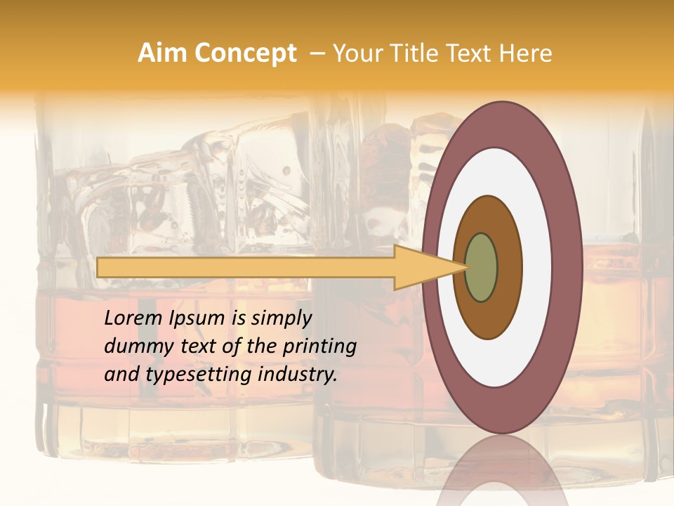 Isolated Close-Up Of Liquor And Ice In Glasses. PowerPoint Template