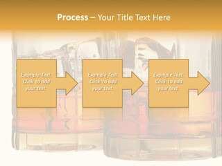 Isolated Close-Up Of Liquor And Ice In Glasses. PowerPoint Template
