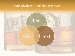 Isolated Close-Up Of Liquor And Ice In Glasses. PowerPoint Template