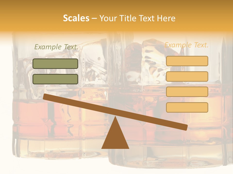 Isolated Close-Up Of Liquor And Ice In Glasses. PowerPoint Template