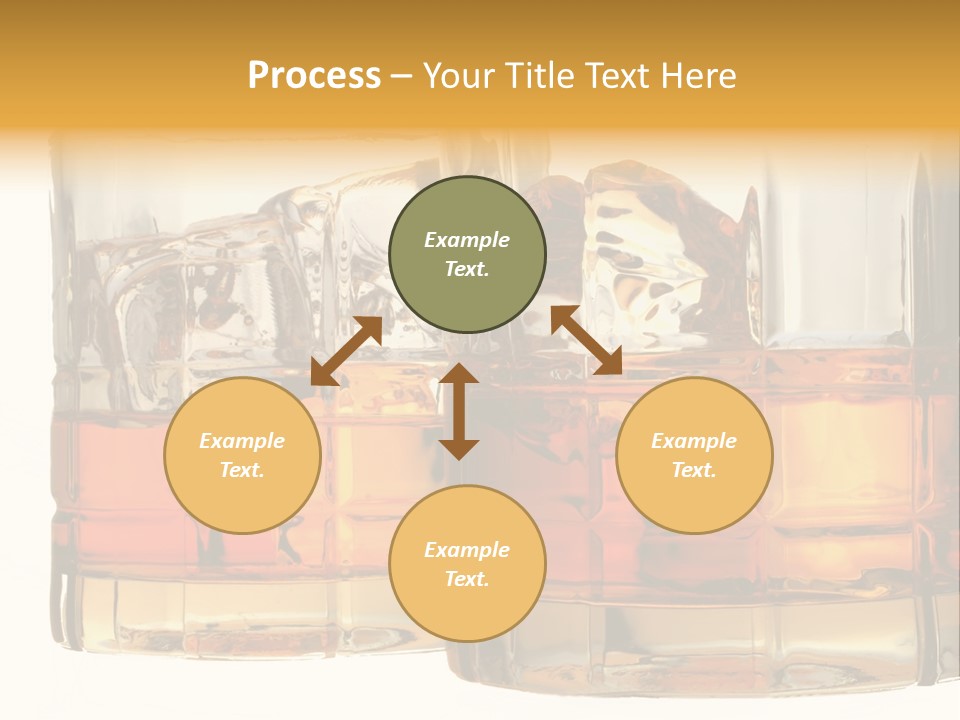 Isolated Close-Up Of Liquor And Ice In Glasses. PowerPoint Template