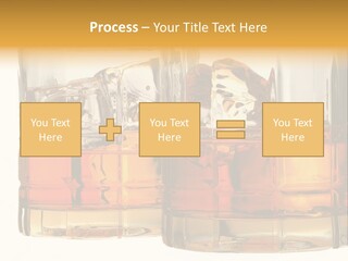 Isolated Close-Up Of Liquor And Ice In Glasses. PowerPoint Template
