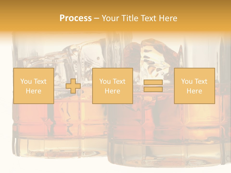 Isolated Close-Up Of Liquor And Ice In Glasses. PowerPoint Template