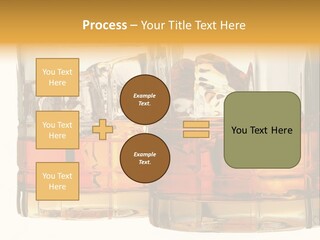 Isolated Close-Up Of Liquor And Ice In Glasses. PowerPoint Template