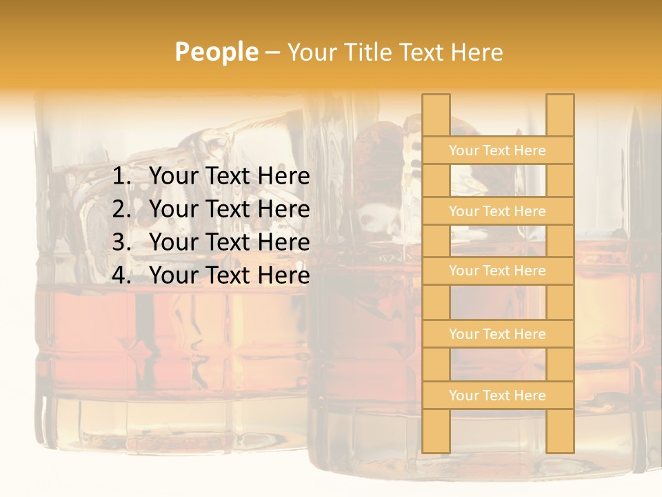 Isolated Close-Up Of Liquor And Ice In Glasses. PowerPoint Template