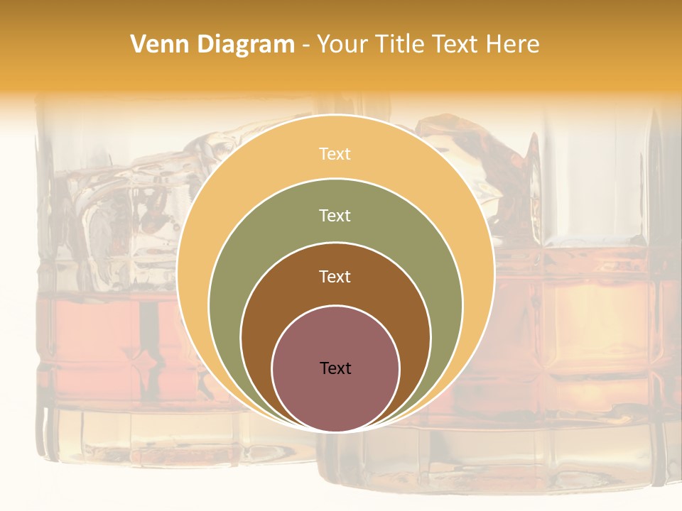 Isolated Close-Up Of Liquor And Ice In Glasses. PowerPoint Template