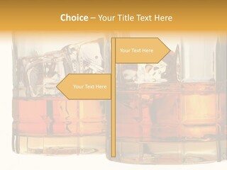 Isolated Close-Up Of Liquor And Ice In Glasses. PowerPoint Template