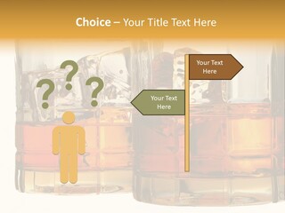 Isolated Close-Up Of Liquor And Ice In Glasses. PowerPoint Template