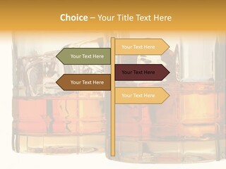 Isolated Close-Up Of Liquor And Ice In Glasses. PowerPoint Template