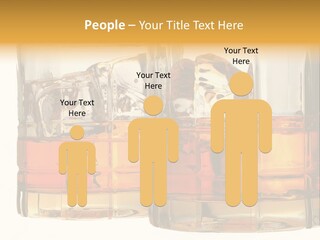 Isolated Close-Up Of Liquor And Ice In Glasses. PowerPoint Template