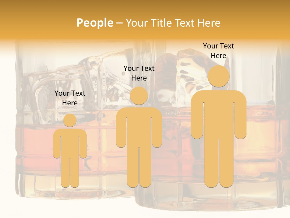 Isolated Close-Up Of Liquor And Ice In Glasses. PowerPoint Template